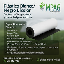Cargar imagen en el visor de la galería, PLASTICO BLANCO/NEGRO BICOLOR
