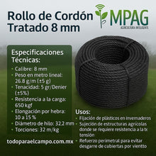 Cargar imagen en el visor de la galería, ROLLO DE CORDON TRATADO 8 MM