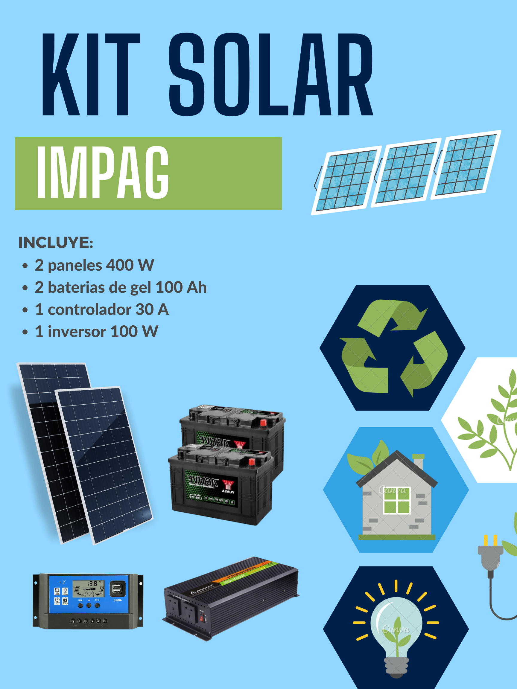 KIT SOLAR AISLADA 1500 W Energía solar para lugares aislados de la red.
